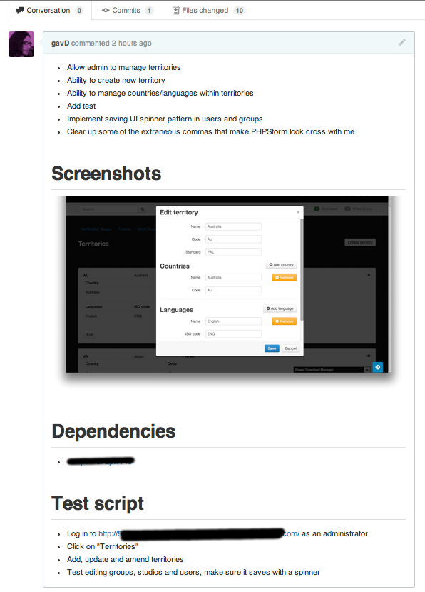 Example pull request